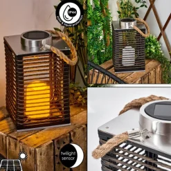 Luminaires Orientaux-hofstein Lampe de table solaire Emboque LED Brun, Écru, Nickel mat, Noir, 1 lumière