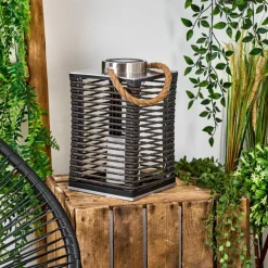 Luminaires Orientaux-hofstein Lampe de table solaire Emboque LED Brun, Écru, Nickel mat, Noir, 1 lumière