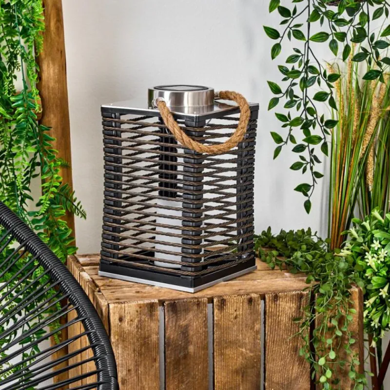 Luminaires Orientaux-hofstein Lampe de table solaire Emboque LED Brun, Écru, Nickel mat, Noir, 1 lumière