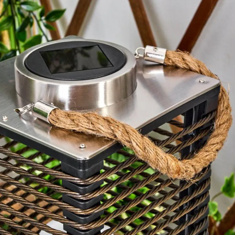 Luminaires Orientaux-hofstein Lampe de table solaire Emboque LED Brun, Écru, Nickel mat, Noir, 1 lumière