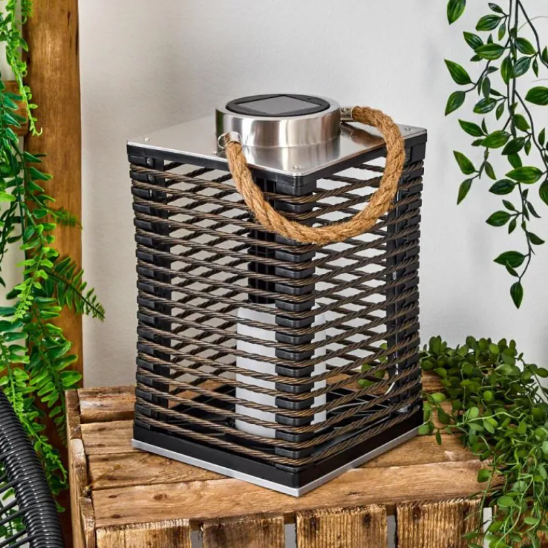 Luminaires Orientaux-hofstein Lampe de table solaire Emboque LED Brun, Écru, Nickel mat, Noir, 1 lumière