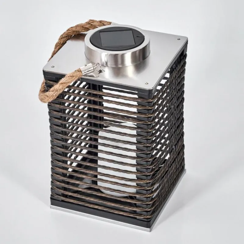 Luminaires Orientaux-hofstein Lampe de table solaire Emboque LED Brun, Écru, Nickel mat, Noir, 1 lumière