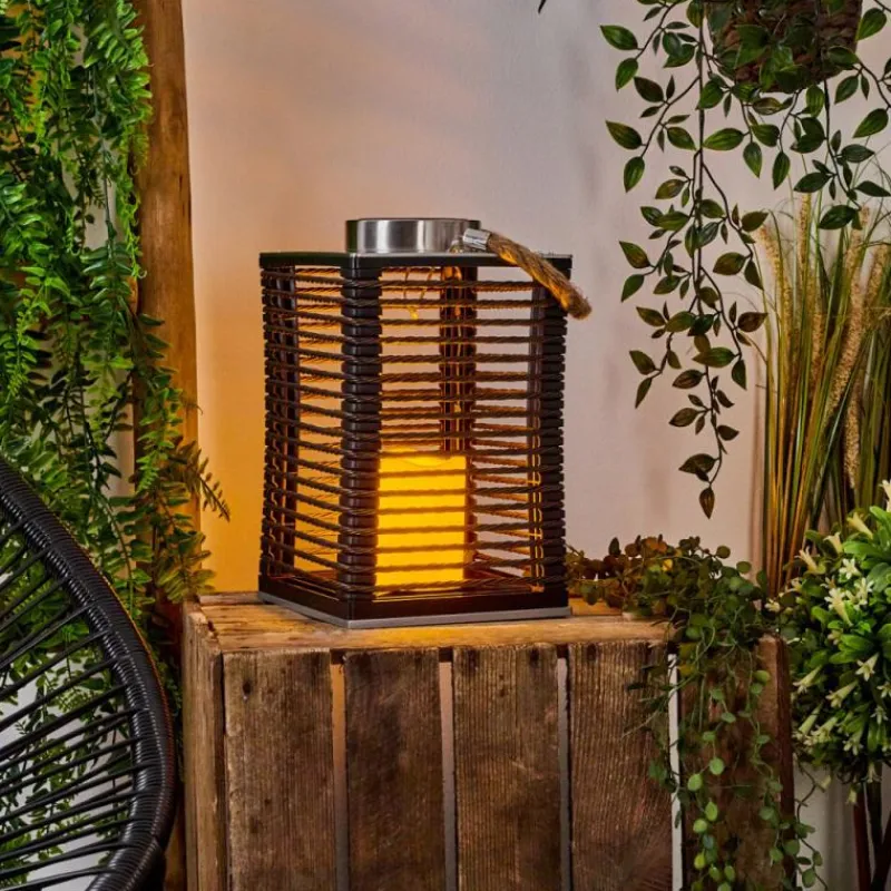 Luminaires Orientaux-hofstein Lampe de table solaire Emboque LED Brun, Écru, Nickel mat, Noir, 1 lumière