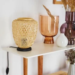 Style Boho-Chic-hofstein Lampe de table Solera Noir, 1 lumière