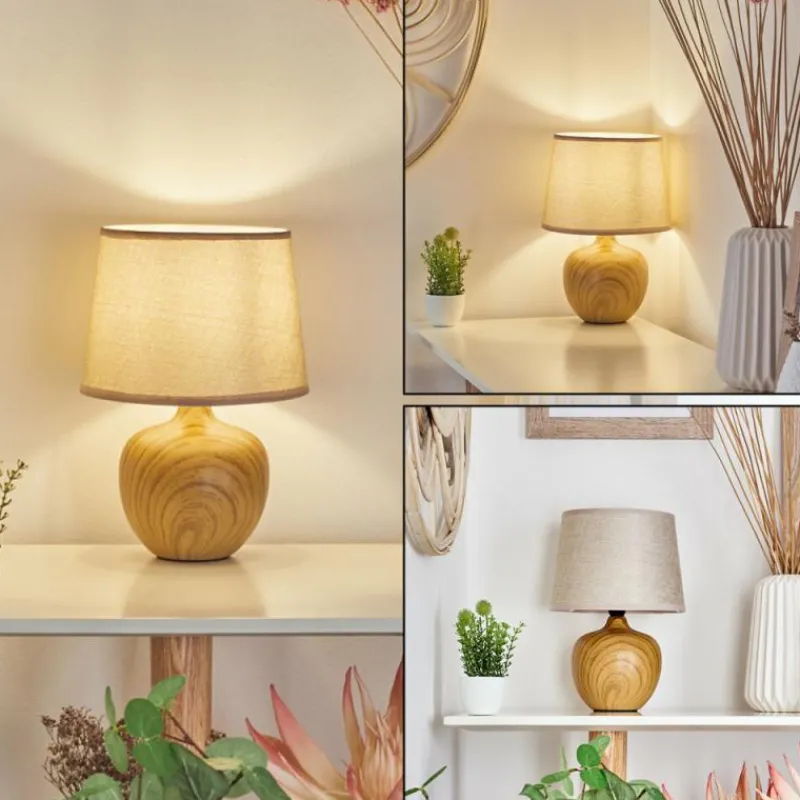 Lampes En Tissu-hofstein Lampe de table Stampa Brun, Couleur bois, 1 lumière