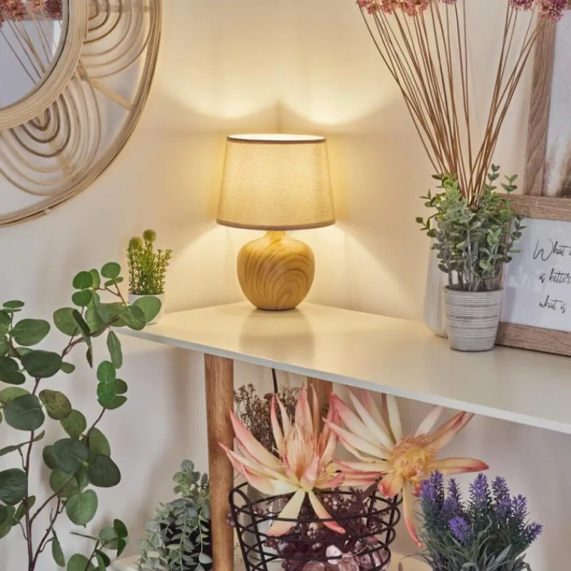 Lampes En Tissu-hofstein Lampe de table Stampa Brun, Couleur bois, 1 lumière