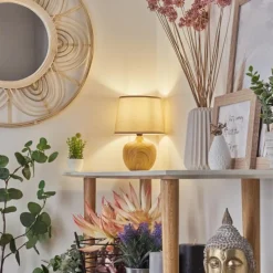 Lampes En Tissu-hofstein Lampe de table Stampa Brun, Couleur bois, 1 lumière