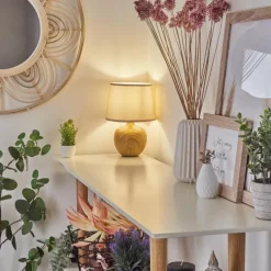 Lampes En Tissu-hofstein Lampe de table Stampa Brun, Couleur bois, 1 lumière