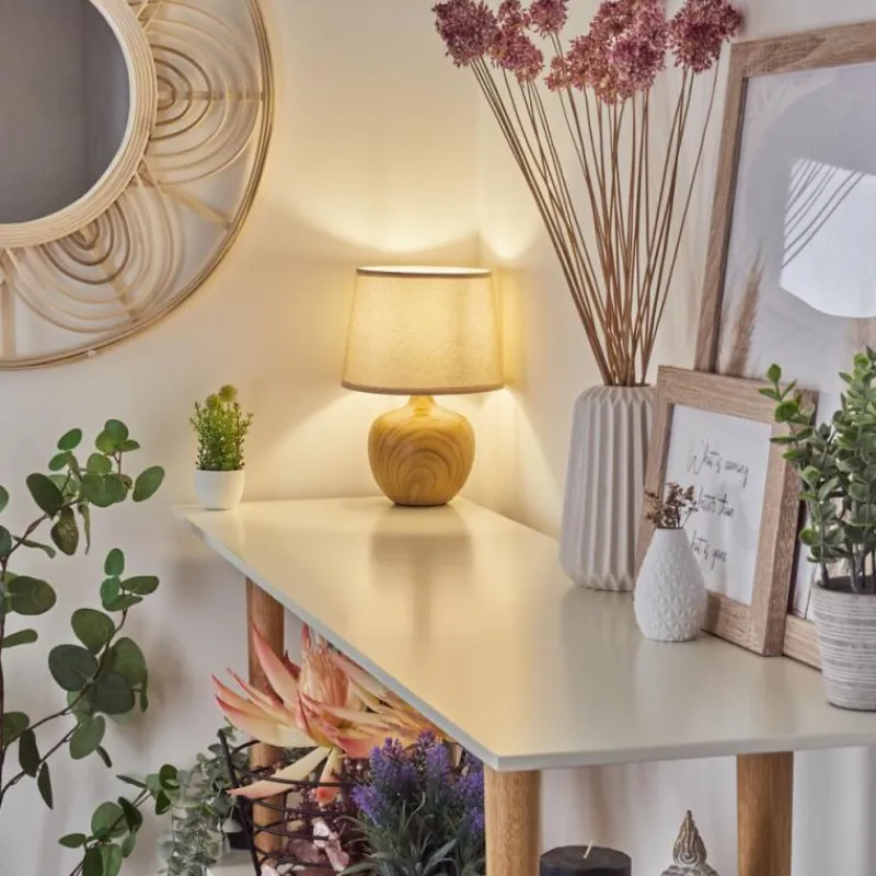 Lampes En Tissu-hofstein Lampe de table Stampa Brun, Couleur bois, 1 lumière