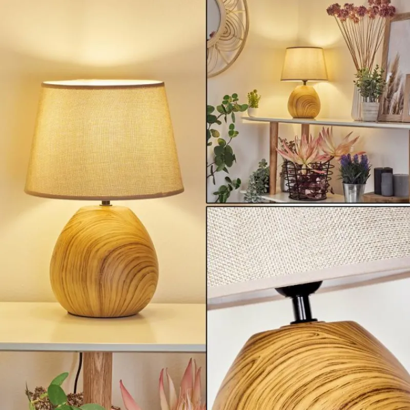 Lampes En Tissu-hofstein Lampe de table Stampa Brun, Couleur bois, 1 lumière