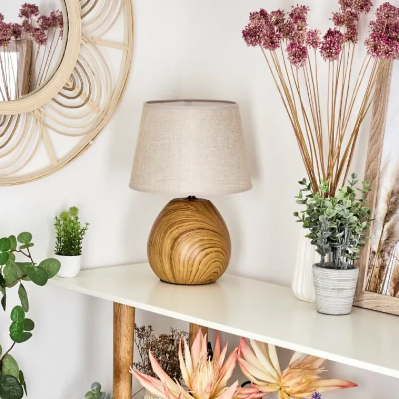 Lampes En Tissu-hofstein Lampe de table Stampa Brun, Couleur bois, 1 lumière