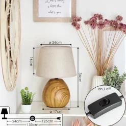 Lampes En Tissu-hofstein Lampe de table Stampa Brun, Couleur bois, 1 lumière