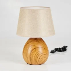 Lampes En Tissu-hofstein Lampe de table Stampa Brun, Couleur bois, 1 lumière