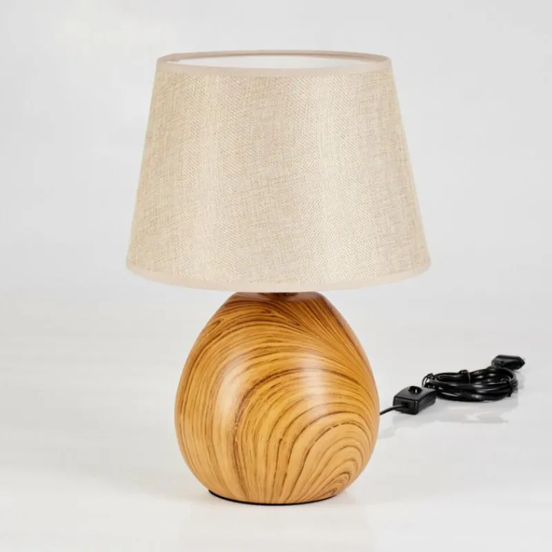 Lampes En Tissu-hofstein Lampe de table Stampa Brun, Couleur bois, 1 lumière