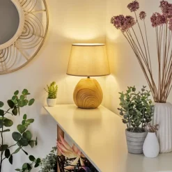 Lampes En Tissu-hofstein Lampe de table Stampa Brun, Couleur bois, 1 lumière