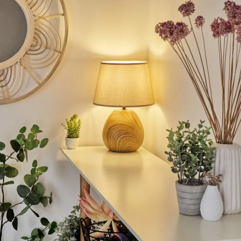 Lampes En Tissu-hofstein Lampe de table Stampa Brun, Couleur bois, 1 lumière