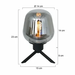 Suspension Verre Fumé-Luminaires Steinhauer Lampe de table Steinhauer Reflexion Gris, Noir, 1 lumière