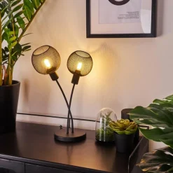 Lampes Vintages & Rétros-hofstein Lampe de table Tambo Noir, 2 lumières