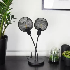 Lampes Vintages & Rétros-hofstein Lampe de table Tambo Noir, 2 lumières