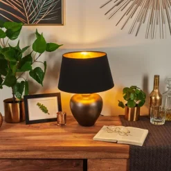 Lampes En Tissu-hofstein Lampe de table Tapona Anthracite, 1 lumière