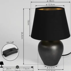Lampes En Tissu-hofstein Lampe de table Tapona Brun foncé, Nickel mat, 1 lumière