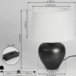 Lampes En Tissu-hofstein Lampe de table Tapona Brun foncé, Nickel mat, 1 lumière