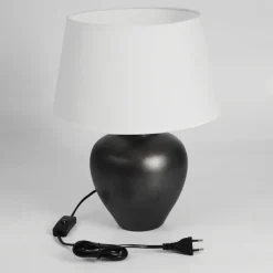 Lampes En Tissu-hofstein Lampe de table Tapona Brun foncé, Nickel mat, 1 lumière