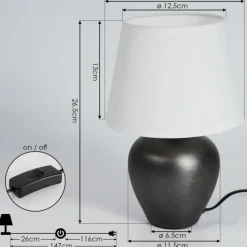 Lampes En Tissu-hofstein Lampe de table Tapona Brun foncé, Nickel mat, 1 lumière