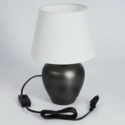 Lampes En Tissu-hofstein Lampe de table Tapona Brun foncé, Nickel mat, 1 lumière