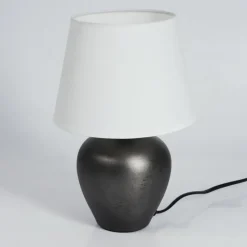 Lampes En Tissu-hofstein Lampe de table Tapona Brun foncé, Nickel mat, 1 lumière