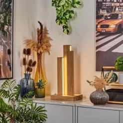 Luminaires Scandinaves-hofstein Lampe de table Tejedor LED Chrome, Écru, 1 lumière