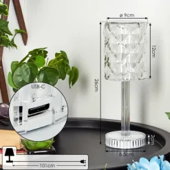 hofstein Lampe de table Toire LED Transparent, Blanc, 1 lumière* Lampes À Poser