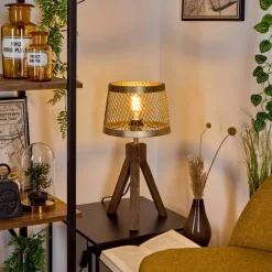 Luminaires Scandinaves-hofstein Lampe de table Tomaca Laiton, Écru, 1 lumière