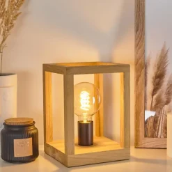 Style Boho-Chic-hofstein Lampe de table Torreglia Brun, Noir, 1 lumière