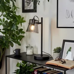 Suspension Verre Fumé-hofstein Lampe de table Trajouca Noir, 1 lumière