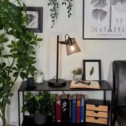 Suspension Verre Fumé-hofstein Lampe de table Trajouca Noir, 1 lumière