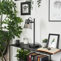 Suspension Verre Fumé-hofstein Lampe de table Trajouca Noir, 1 lumière