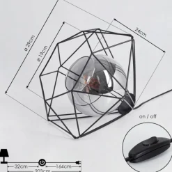 Suspension Verre Fumé-hofstein Lampe de table Uarau Noir, 1 lumière