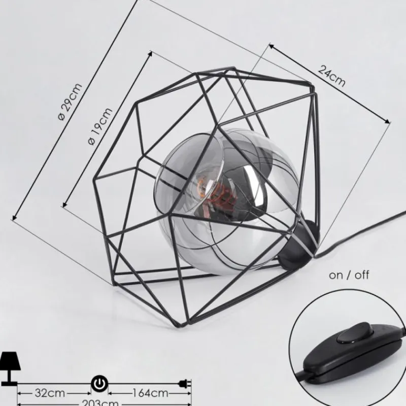 Suspension Verre Fumé-hofstein Lampe de table Uarau Noir, 1 lumière