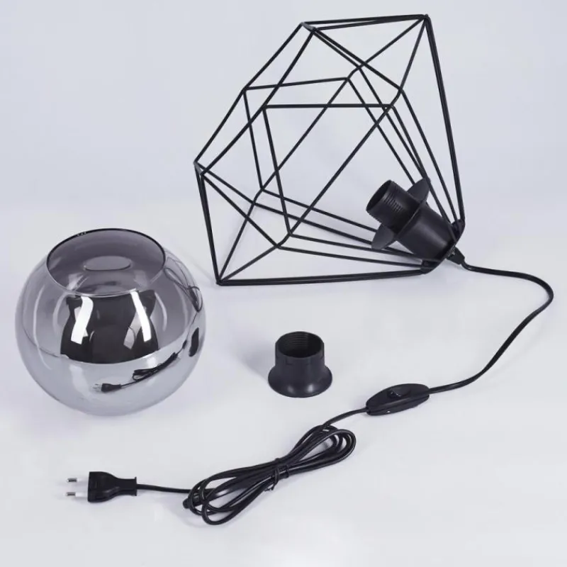 Suspension Verre Fumé-hofstein Lampe de table Uarau Noir, 1 lumière