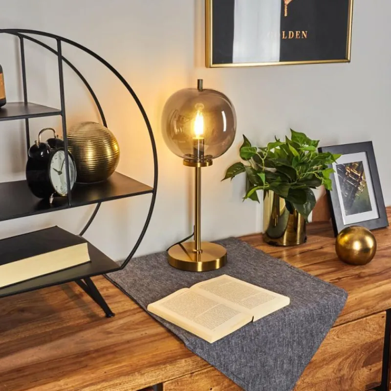 Suspension Verre Fumé-hofstein Lampe de table Verbania Laiton, 1 lumière