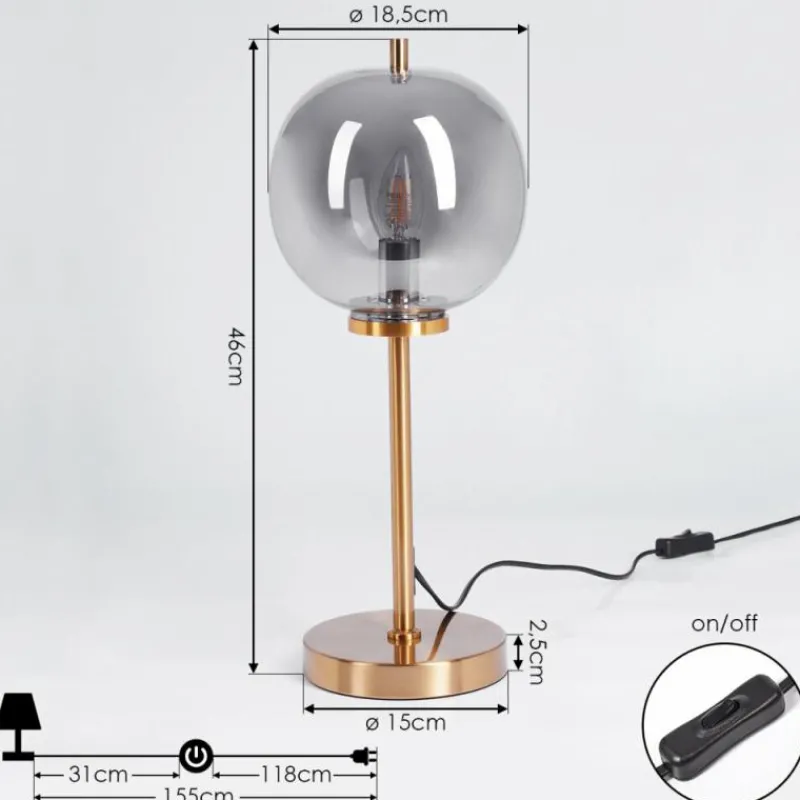 Suspension Verre Fumé-hofstein Lampe de table Verbania Laiton, 1 lumière
