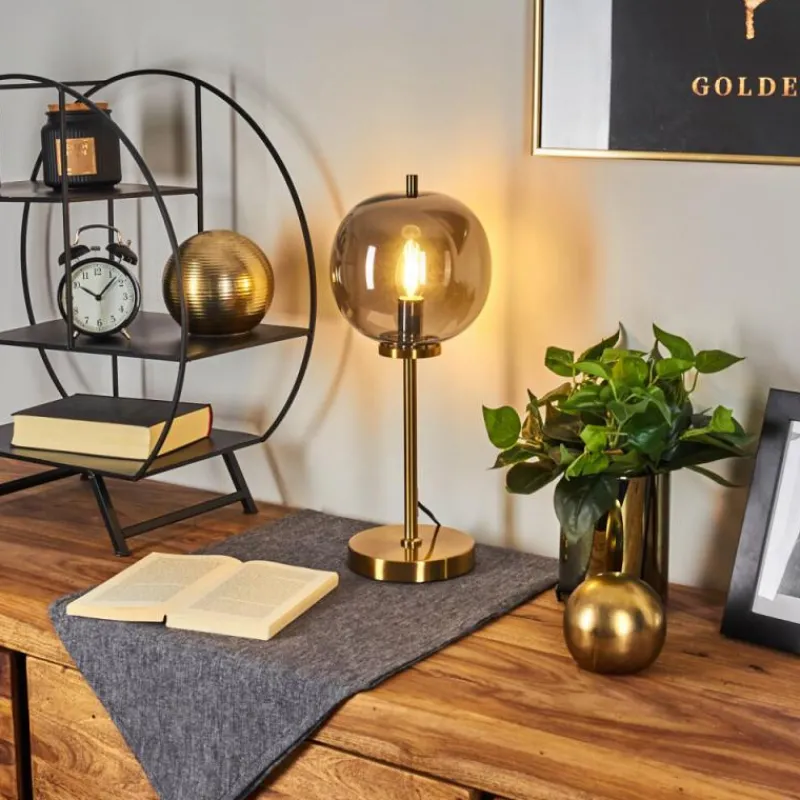 Suspension Verre Fumé-hofstein Lampe de table Verbania Laiton, 1 lumière