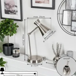 Luminaires Scandinaves-hofstein Lampe de table Vijes Chrome, Nickel mat, 1 lumière