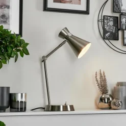 Luminaires Scandinaves-hofstein Lampe de table Vijes Chrome, Nickel mat, 1 lumière