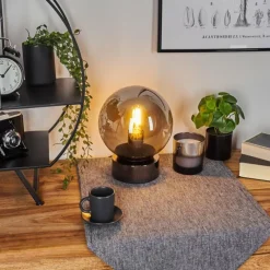 Suspension Verre Fumé-hofstein Lampe de table Vilmar Chrome, 1 lumière