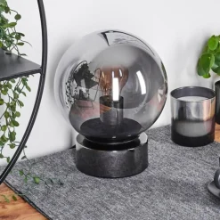 Suspension Verre Fumé-hofstein Lampe de table Vilmar Chrome, 1 lumière