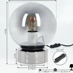 Suspension Verre Fumé-hofstein Lampe de table Vilmar Chrome, 1 lumière