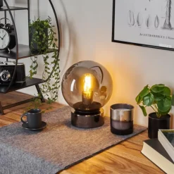 Suspension Verre Fumé-hofstein Lampe de table Vilmar Chrome, 1 lumière