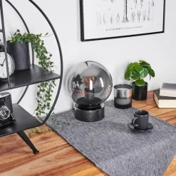 Suspension Verre Fumé-hofstein Lampe de table Vilmar Chrome, 1 lumière